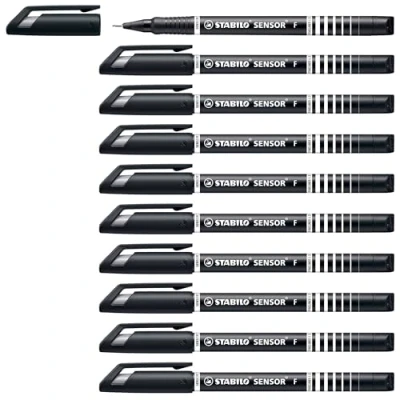 Abbildung von Fineliner mit gefederter Spitze STABILO SENSOR F fein 10er Pack schwarz