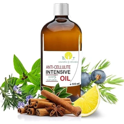 Abbildung von 100% Natürlich Anti Cellulite Öl 500 ml Massageöl, Massagegerät. Penetrieren Sie 6 Mal besser als Creme. Mit ätherischen Ölen. Straffendes Körperöl Body Oil