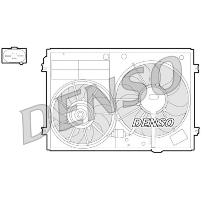 Abbildung von DENSO DER32012 Lüfter 295, 360 12 200/150 VOLKSWAGEN: Golf 5, Touran I, Eos, AUDI: A3 Hatchback, Sportback, SKODA: Octavia II Hatchback