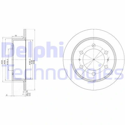 Abbildung von DELPHI BG3522 Bremsscheibe 299 10 6 voll geölt unbehandelt ohne Radlager, ABS Sensorring SSANGYONG: Rexton / 2, Musso Sports Pickup