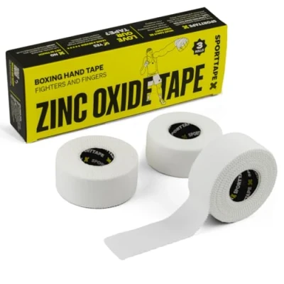 Abbildung von 3 Rollen Sporttape Zinkoxid weiß 2,5 cm x 10 m Fussball Tape Tapeverband Unelastische Boxbandage für Handgelenk und Finger Hautfreundlich, Sport Klettern Kampfsport Boxen