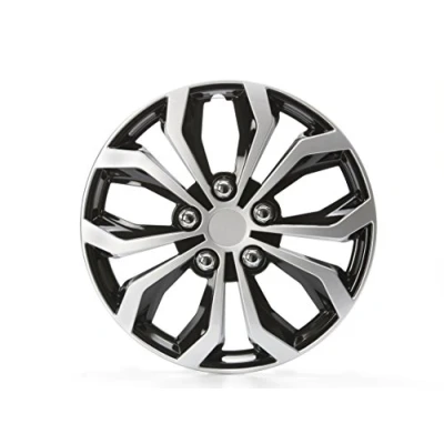 Abbildung von cartrend Daytona Universal Radzierblenden in schwarz/silber, für 16 Zoll Räder, 4 Radkappen aus robustem Kunststoff