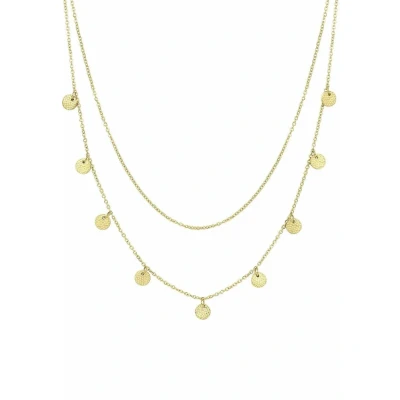 Abbildung von Hey Happiness Textured Circle Layered Halskette, Damen, Größe: 42, Goldfarben
