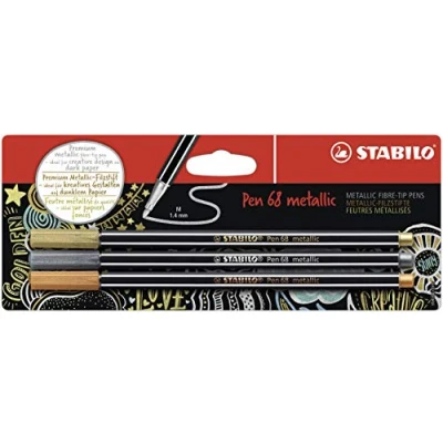 Abbildung von Premium metallic Filzstift STABILO Pen 68 3er Pack gold, silber, kupfer