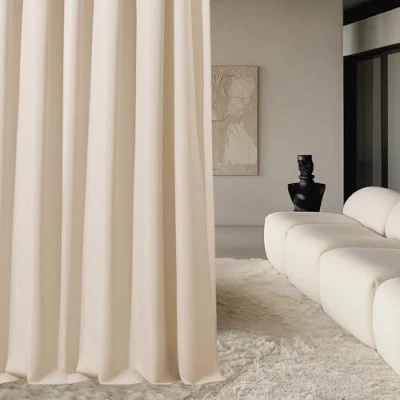 Abbildung von ROOM99 Vorhang mit Silberen Ösen Aura 140 x 230 cm Breite Höhe Verdunkelung Schiebegardinen Deko Modern Curtain Gardine Wohnzimmer Schlafzimmer Creme, 1 Stück