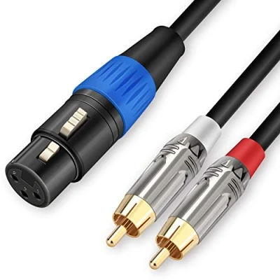 Abbildung von JOLGOO Unsymmetrisches XLR Buchse auf Dual RCA Y Splitter Breakout Kabel, 1 2 Stecker, Kabel Adapterkabel, m