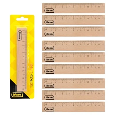 Abbildung von Idena 90272 Lineal mit 16 cm Länge, 10 Stück, Holzlineal Millimeter und Zentimeter Skalierung, für Schule Büro