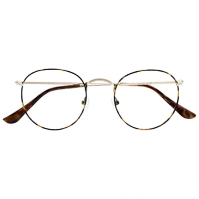 Abbildung von OPULIZE Sol Lesebrille Blaulichtfilter Runder Metall Retro Rahmen Verbessern Den Schlaf Computer Gaming Entspiegel Braun Schildpatt Herren Damen B94 2 +1.50
