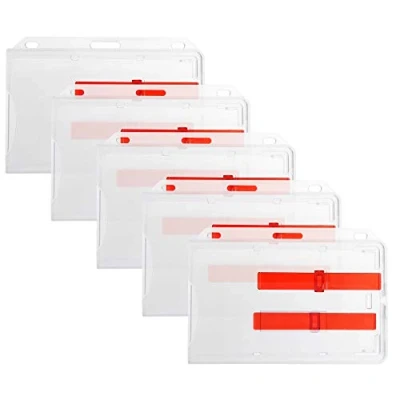 Abbildung von 5er Set (5 Stück) Ausweishülle für 2 Karten aus Hart Plastik in transparent Ausweise/Kreditkarten EC Karte/Bankkarten/Gesundheitskarten mit zwei Schiebern Polycarbonat