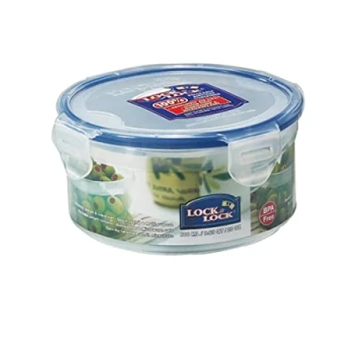 Abbildung von LocknLock PP Classic Vorratsdose, 600ml, rund, 100 % luft und wasserdicht, 4fach Verschluss System, Frischhaltedose für Kühlschrank Gefrierfach, Multifunktionsbox den Haushalt