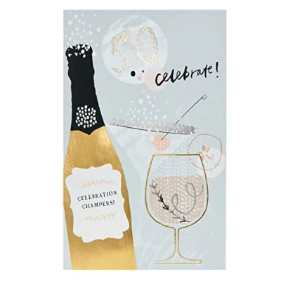 Abbildung von UK Greetings Geburtstagskarte zum 50. Geburtstag für Sie/Freund, Champagner Design