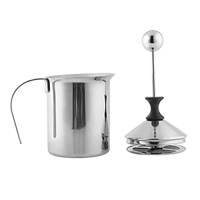 Abbildung von Lychee 400ml Milchaufschäumer Edelstahl Schaumbecher Schaumstoff Sahnekännchen Doppeltem Masche für Cappuccino Latte Macchiato
