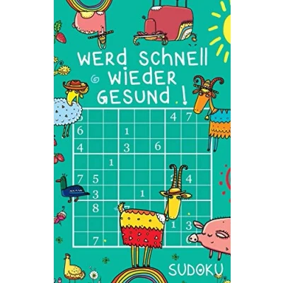 Abbildung von Werd schnell wieder gesund ! Sudoku: Genesungsgeschenk für Jung und Alt Rätselbuch zum Zeitvertreib Kleines Gute Besserung Geschenk zur Aufmunterung Lustige Hunde Motiv