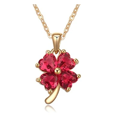 Abbildung von Crystalline Azuria Glücksklee Halskette Anhänger mit Rosa Zirkonia Kristalle 18 kt Vergoldet für Damen 45 cm