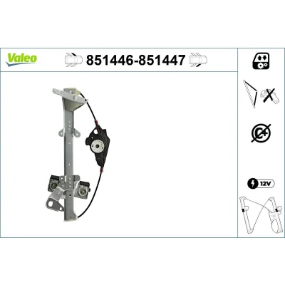 Abbildung von Valeo Fensterheber vorne links elektrisch ohne Elektromotor Komfortfunktion 851446 FORD: FIESTA 5