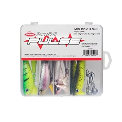 Abbildung von Berkley Pulse Shad Box mit Jigköpfen 11cm (16 Stück) Gummifisch