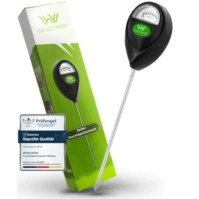 Abbildung von Wendowerk® Boden Feuchtigkeitsmesser für Pflanzen [Grün/Schwarz] Ohne Batterien Verbessertes Feuchtigkeitsmessgerät [2024] Premium Bodentester