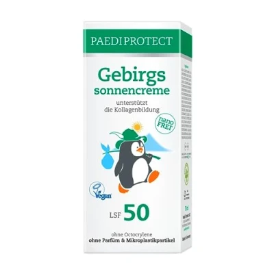 Abbildung von PAEDIPROTECT Gebirgssonnencreme für Kinder und Erwachsene 75 ml, Sonnencreme LSF 50, Sonnenschutz höhere Gebirgslagen, leichte Textur sensible Haut, ohne Mikroplastik, Parfüm, vegan