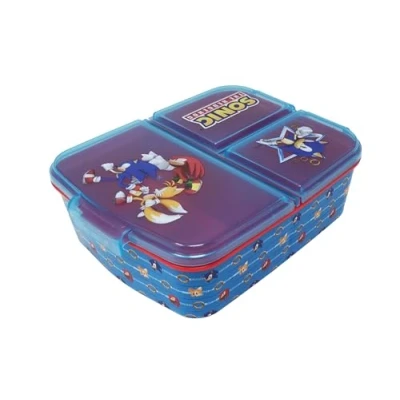 Abbildung von Theonoi Kinder Brotdose Lunchbox Sandwichbox mit Fächern Brotbox Unterteilung Kindergarten aus Kunststoff BPA frei (Sonic)
