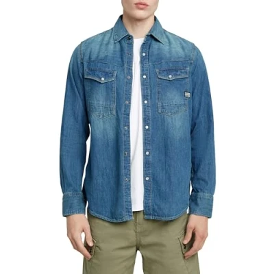 Abbildung von G Star SLIM Denim Shirt Hemd, Herren, Größe: XL, Faded cricket blue