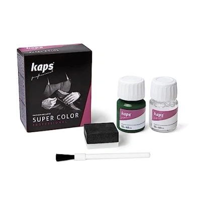Abbildung von KAPS Professional Lederfarbe &quot;Super Color&quot; + &quot;Preparer&quot; für Naturleder, Synthetik und Textil (je 25 ml) zur Pflege Reparatur von Lederschuhen in Verschiedenen Farben (133 Dunkelgrün)