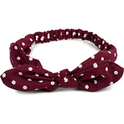 Abbildung von styleBREAKER Damen Haarband mit Punkte Muster, Schleife und Gummizug, Stirnband, Headband, Pinup, Rockabilly, Haarschmuck 04026036, Farbe:Bordeaux Rot