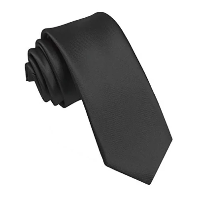 Abbildung von JEMYGINS Schmale Herren Krawatte einfarbig in verschiedenen Farben 6cm (Schwarz2)