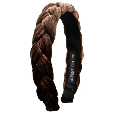 Abbildung von Alpenflüstern Trachten Haarreif Samt Flechtoptik Damen Haarschmuck rutschfest, Haarband geflochten fürs Dirndl (dunkel braun) ADV132