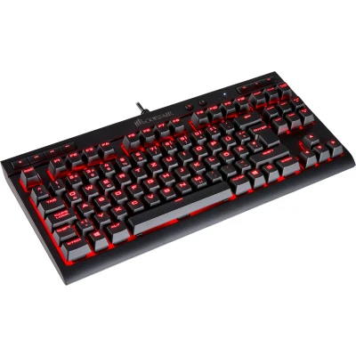 Abbildung von Corsair K63 Mechanische Gaming Tastatur (Cherry MX red: Leichtgängig und Schnell, Rot LED Beleuchtung, Kompakt, Qwertz) schwarz