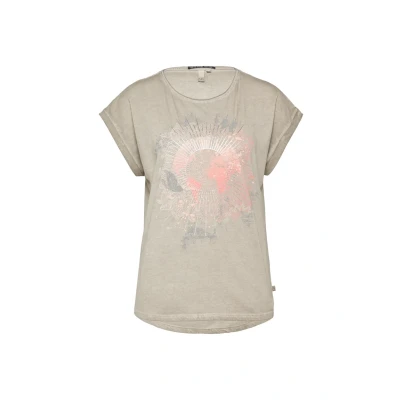 Abbildung von Oversize Shirt in gewaschener Optik mit Frontprint Taubengrau L