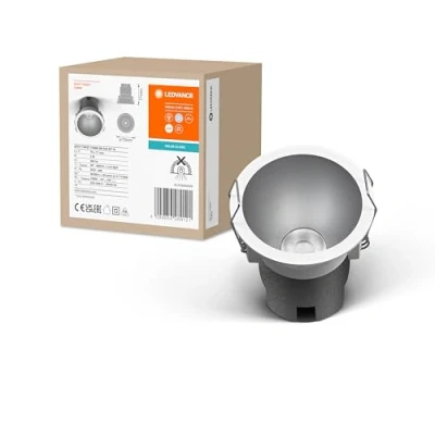 Abbildung von Ledvance SPOT TWIST Einbau Downlight, silber, 5W, 400lm, 840 WT, 70mm Durchmesser, kaltweiße Lichtfarbe, bis zu 90% Energieersparnis im Vergleich Halogen Downlights, einfache Montage, 4000K