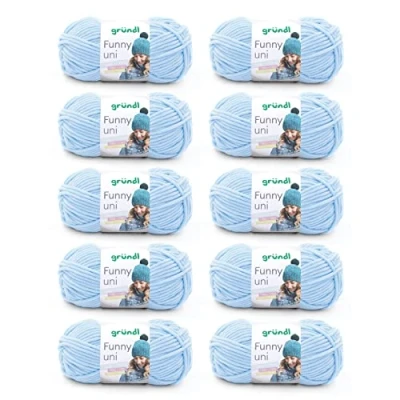 Abbildung von Gründl Funny uni Strick &amp; Häkelgarn (samtartiges Chenille Garn aus 100% Polyester, 10 x 100 g / 120 m, Nadelstärke: 5 6), Pastellblau