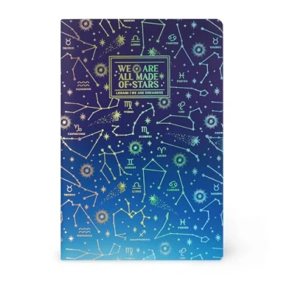 Abbildung von Legami Notizbuch, liniert, 7 mm, Thema Stars, Format B5, groß, aus FSC zertifiziertem Papier, 100 Seiten, Singer Punktbindung, 18,5 x 24,8 cm