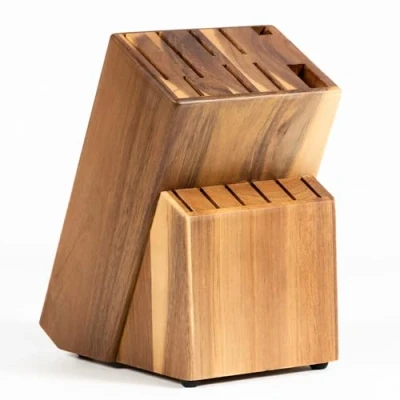 Abbildung von Coninx Raf Messerblock Akazienholz Messerhalter 15 Schlitze Kochmesser Holz Ohne Messer Geeignet für Messer, Wetzstahl Küchenmessern 13 x 19 22 cm