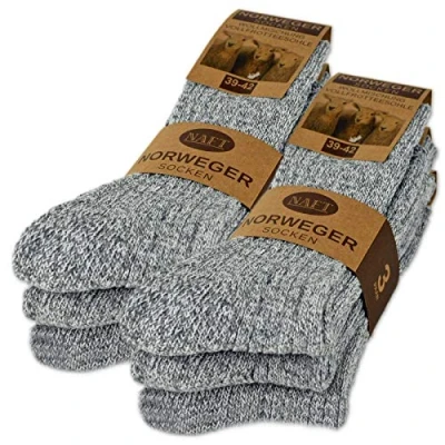 Abbildung von 6 Paar Norweger Socken mit Wolle Damen &amp; Herren Wintersocken Schwarz Grau Anthrazit 10500 (Anthrazit 47 48)