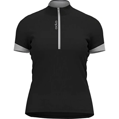 Abbildung von ODLO Essential 1/2 ZIP Cyclingtrikot, Damen, Größe: Small, Black/odlo silver grey