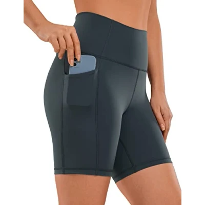 Abbildung von CRZ Yoga Naked Feeling Damen Kurze Leggings High Waist Radlerhose Fitness Sporthose mit Taschen 15cm Melanit 40