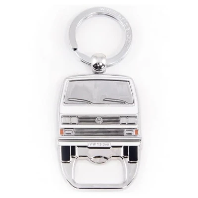 Abbildung von BRISA VW Collection Volkswagen Schlüssel Anhänger Ring Schlüsselbund Accessoire Keyholder mit Bier Flaschen Öffner im T3 Bulli Bus Design (Bus Front/Weiß)