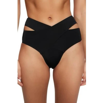 Abbildung von TRENDYOL Damen Ausschnitt Detaillierter Hoher Taillenbikini Sechs Bikini Bottoms, Schwarz, 38 EU
