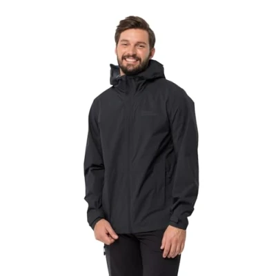 Abbildung von Jack Wolfskin Elsberg Regenjacke / wasserabweisende Jacke, Herren, Größe: Medium, Black