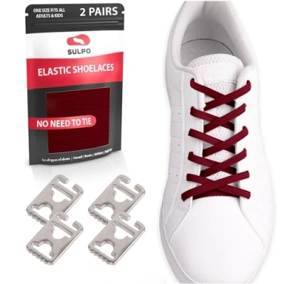 Abbildung von SULPO 2 Paar Schnürsenkel ohne binden Schick Schnellschnürsystem Elastische Ersatz Schlaufen für alle Schuhe