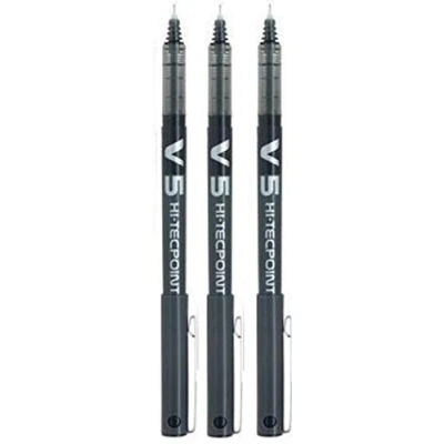 Abbildung von Pilot V5 BX schwarz Hi Tecpoint Tintenroller, Extra fein, 0,5 mm Schreibspitze, 0,3 Strichbreite, 3 Stück