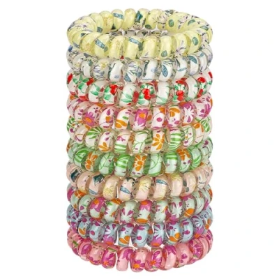 Abbildung von JessLab Spirale Haargummis, 10 Stück Sortierte, Spurlose Spiral Niedliche Plastikspirale als Pferdeschwanzhalter, Schadensfreies Haar Accessoire für Frauen und Mädchen, Neuer Druck