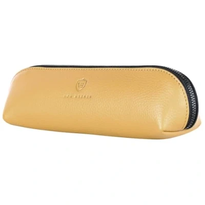 Abbildung von VON HEESEN® Echtleder Federmäppchen Leder Federmappe Etui für Stifte Mäppchen Schule Federtasche Uni Schlampermäppchen (Gelb)