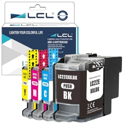 Abbildung von LCL Kompatibel Tintenpatrone LC 22E LC22E LC22EBK LC22EC LC22EM LC22EY XXL (1Schwarz 1Cyan 1Magenta 1Gelb) Ersatz für Brother MFC J5920DW