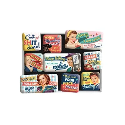 Abbildung von Nostalgic Art Retro Kühlschrank Magnete, 9 Stück, Office Fun Geschenk Idee für Nostalgie Fans, Magnetset Magnettafel, Vintage Design