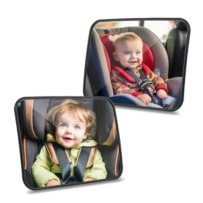 Abbildung von Romon Rücksitzspiegel für Babys, Spiegel Auto Baby Rückbank Verstellbare Elastische Riemen, Autospiegel Rücksitz Babyspiegel, Bruchsicherer Rückspiegel Babyschale Allerlei Kopfstützen