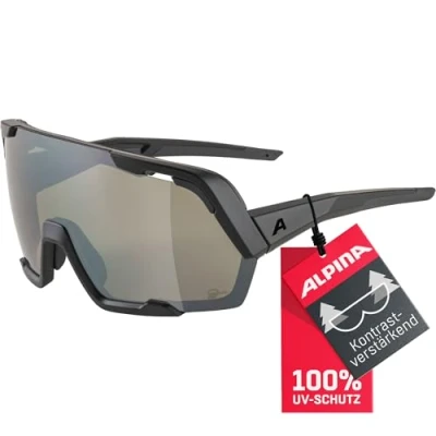 Abbildung von ALPINA ROCKET BOLD Q LITE Verspiegelte, Kontrastverstärkende &amp; Beschlagfreie Sport Fahrradbrille Mit 100% UV Schutz Für Erwachsene, black matt, One Size