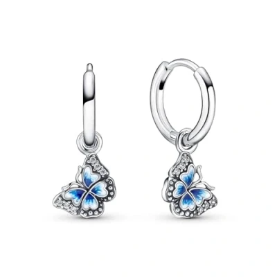 Abbildung von PANDORA MOMENTS Creolen mit Anhänger &quot;Blauer Schmetterling&quot; Silber 290778C01