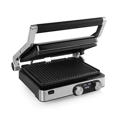 Abbildung von Princess 117310 Digital Grill Master Pro Tischgrill 2 einstellbare Thermostate Digitales Bedienfeld 2000 Watt 01.117310.01.001, silber, schwarz